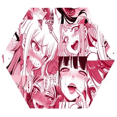 Ahegao Pink, Anime, Girl, Girlface, Girls, Pattern, White, Hd Wooden Puzzle Hexagon