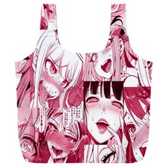 Ahegao Pink, Anime, Girl, Girlface, Girls, Pattern, White, Hd Full Print Recycle Bag (XXXL)