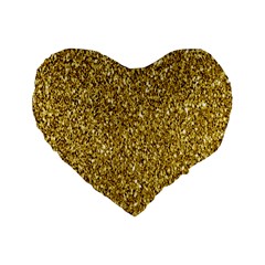 Gold Glittering Background Gold Glitter Texture, Close-up Standard 16  Premium Flano Heart Shape Cushions by nateshop