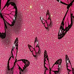 Butterfly, Girl, Pink, Wallpaper Play Mat (square) by nateshop