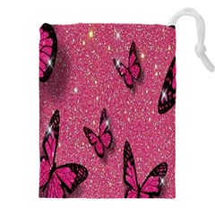 Butterfly, Girl, Pink, Wallpaper Drawstring Pouch (4xl) by nateshop