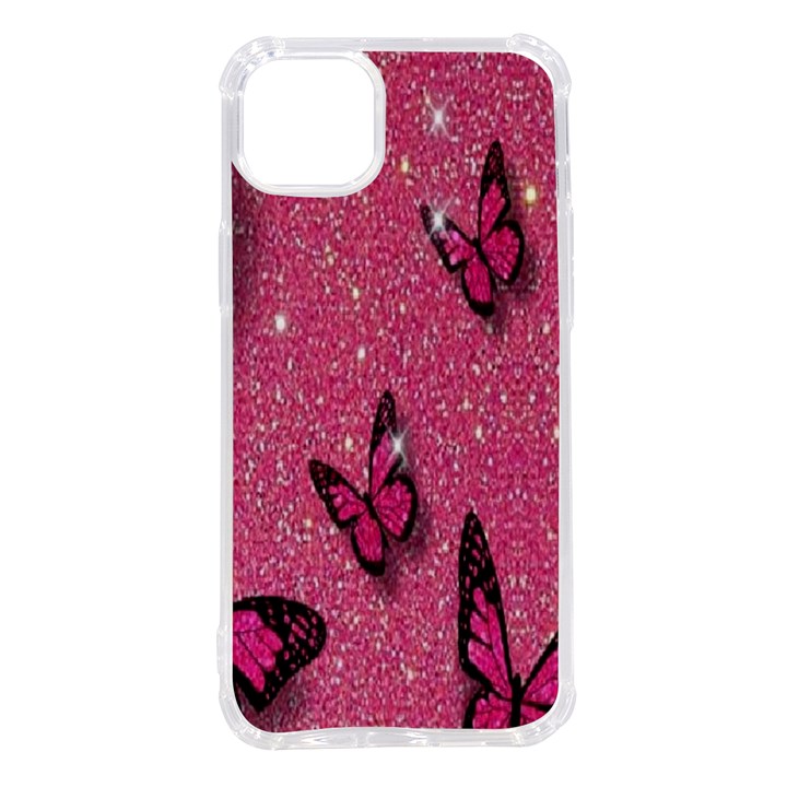 Butterfly, Girl, Pink, Wallpaper iPhone 14 Plus TPU UV Print Case