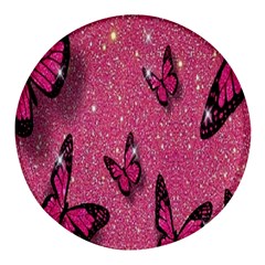 Butterfly, Girl, Pink, Wallpaper Round Glass Fridge Magnet (4 Pack) by nateshop