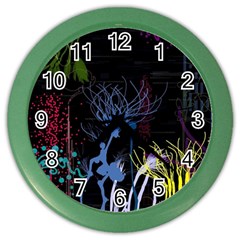 Art Design Graphic Neon Tree Artwork Color Wall Clock by Bedest