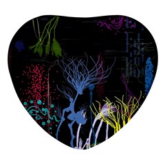 Art Design Graphic Neon Tree Artwork Heart Glass Fridge Magnet (4 Pack) by Bedest