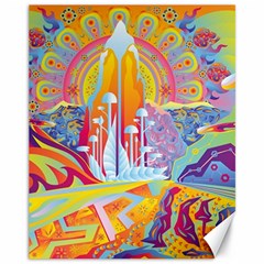 Multicolored Optical Illusion Painting Psychedelic Digital Art Canvas 11  X 14 