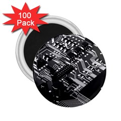 Black And Gray Circuit Board Computer Microchip Digital Art 2 25  Magnets (100 Pack) 