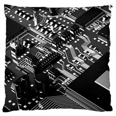 Black And Gray Circuit Board Computer Microchip Digital Art Standard Premium Plush Fleece Cushion Case (one Side) by Bedest