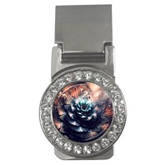 Blue And Brown Flower 3d Abstract Fractal Money Clips (cz) 