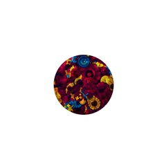 Psychedelic Digital Art Colorful Flower Abstract Multi Colored 1  Mini Magnets by Bedest