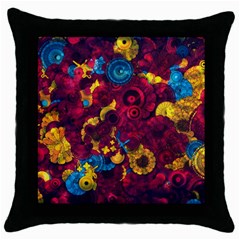 Psychedelic Digital Art Colorful Flower Abstract Multi Colored Throw Pillow Case (black) by Bedest