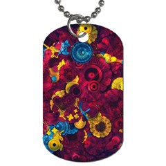 Psychedelic Digital Art Colorful Flower Abstract Multi Colored Dog Tag (two Sides) by Bedest