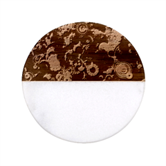 Psychedelic Digital Art Colorful Flower Abstract Multi Colored Classic Marble Wood Coaster (round) 