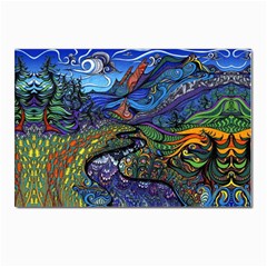Multicolored Abstract Painting Artwork Psychedelic Colorful Postcard 4 x 6  (pkg Of 10)