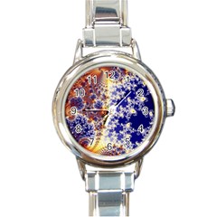 Psychedelic Colorful Abstract Trippy Fractal Mandelbrot Set Round Italian Charm Watch by Bedest