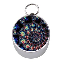 Psychedelic Colorful Abstract Trippy Fractal Mini Silver Compasses by Bedest