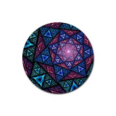 Purple Psychedelic Art Pattern Mosaic Design Fractal Art Rubber Coaster (round) by Bedest