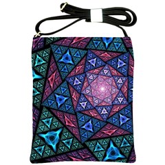 Purple Psychedelic Art Pattern Mosaic Design Fractal Art Shoulder Sling Bag