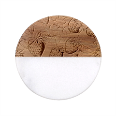 Strawberry Fruit Classic Marble Wood Coaster (round) 