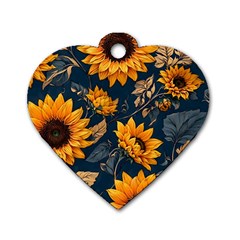 Flower Pattern Spring Dog Tag Heart (two Sides) by Bedest