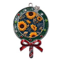 Flower Pattern Spring Metal X mas Lollipop With Crystal Ornament by Bedest
