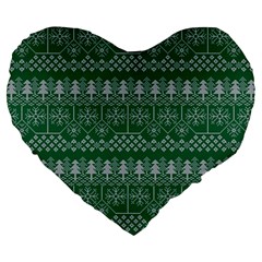 Christmas Knit Digital Large 19  Premium Heart Shape Cushions