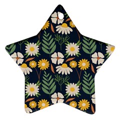 Flower Grey Pattern Floral Star Ornament (two Sides)