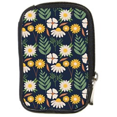 Flower Grey Pattern Floral Compact Camera Leather Case