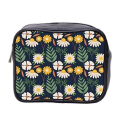 Flower Grey Pattern Floral Mini Toiletries Bag (two Sides)