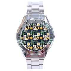 Flower Grey Pattern Floral Stainless Steel Analogue Watch