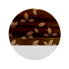 Foliage Marble Wood Coaster (Round)