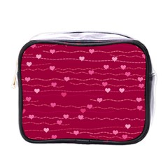 Hearts Valentine Love Background Mini Toiletries Bag (one Side) by Proyonanggan