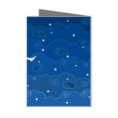 Sky Night Moon Clouds Crescent Mini Greeting Cards (pkg Of 8)