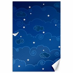 Sky Night Moon Clouds Crescent Canvas 12  X 18 