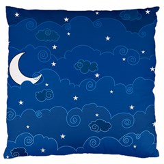 Sky Night Moon Clouds Crescent Standard Premium Plush Fleece Cushion Case (two Sides)