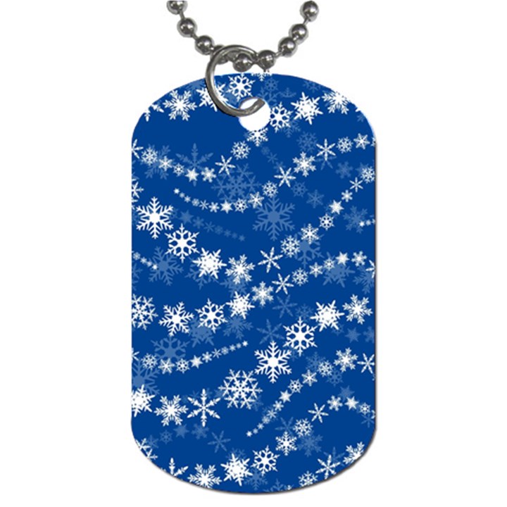 Snowflakes Winter Background Dog Tag (Two Sides)