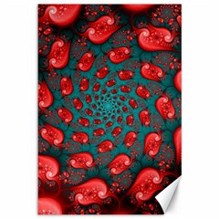 Fractal Red Spiral Abstract Art Canvas 12  X 18 