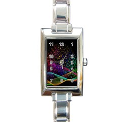 Particles Waves Line Multicoloured Rectangle Italian Charm Watch by Proyonanggan