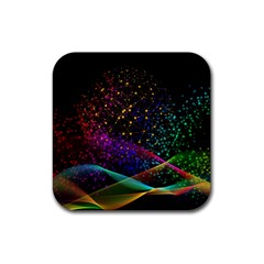 Particles Waves Line Multicoloured Rubber Coaster (square) by Proyonanggan
