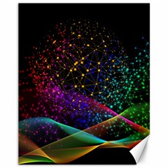 Particles Waves Line Multicoloured Canvas 11  X 14  by Proyonanggan