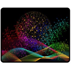 Particles Waves Line Multicoloured Fleece Blanket (medium) by Proyonanggan