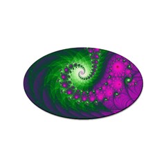 Fractal Spiral Purple Art Green Art Sticker Oval (10 Pack)