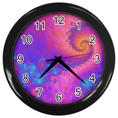 Fractal Art Artwork Magical Purple Wall Clock (black) by Proyonanggan