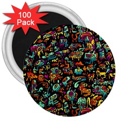 Multicolored Doodle Abstract Colorful Multi Colored 3  Magnets (100 Pack) by Grandong