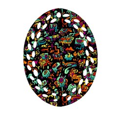 Multicolored Doodle Abstract Colorful Multi Colored Ornament (oval Filigree) by Grandong