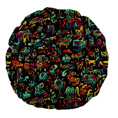 Multicolored Doodle Abstract Colorful Multi Colored Large 18  Premium Round Cushions