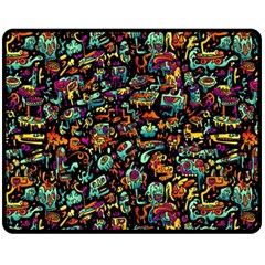 Multicolored Doodle Abstract Colorful Multi Colored Two Sides Fleece Blanket (medium) by Grandong