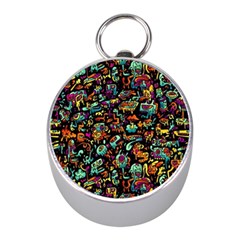 Multicolored Doodle Abstract Colorful Multi Colored Mini Silver Compasses