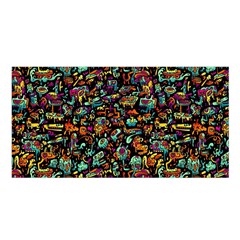 Multicolored Doodle Abstract Colorful Multi Colored Satin Shawl 45  X 80  by Grandong