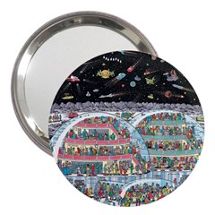 Abstract Painting Space Cartoon 3  Handbag Mirrors by Grandong